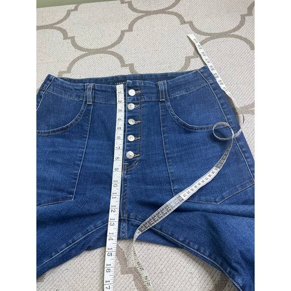 Veronica Beard Arya Straight High Rise button fly bright blue jeans, size 32/14 - Picture 12 of 15